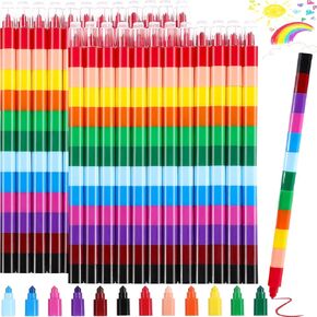 Stacking Crayons,28 Pcs Stackable Crayons,12 in 1 Buildable Crayons,Stackable Colored Crayon,Colorful Crayon Party Favors for Home Office Party Supplies(12 Colors)