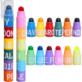 Thick Stacking Crayons for Kids Adults, 12 Colors Jumbo Stackable Crayons for Classroom Prize, Party Favor Bags, Festive Gifts, Kids Art Supplies for Coloring, Drawing, Easy to Grip