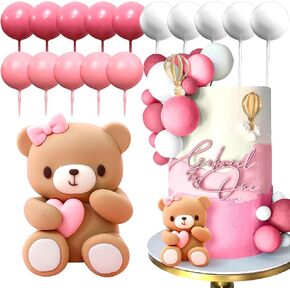 JeVenis Pink Bear Cake Decoration Bear Baby Shower Cake Topper Bears Train Cake Decoration Baby Shower Birthday Cake Decoration