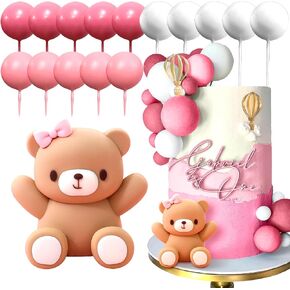 JeVenis Pink Bear Cake Decoration Bear Baby Shower Cake Topper Bears Train Cake Decoration Baby Shower Birthday Cake Decoration