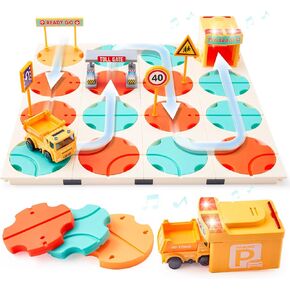 SYNCFUN Kids Toy STEM Board Games, Montessori Construction Puzzle, Logic Road Builder, Ideal Birthday Party Gift for Boys & Girls Ages 3-5 4-8