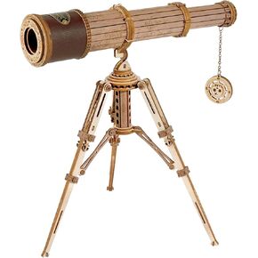 ROKR 3D Puzzles for Adults Wooden Telescope Building Model Kit with Tripod for Adults -3X Magnification Science Kit Gifts for Boy/Girls