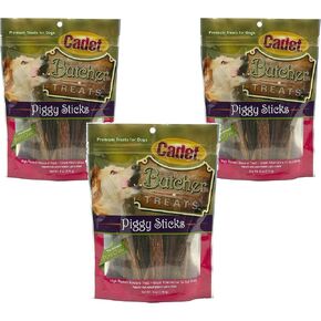 (3 Pack) Cadet Piggy Sticks Dog Treats, 6 Ounces each