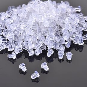 500 Pcs Clear Earring Backs, Plastic Earring Backs for Studs,Hypoallergenic Secure Pierced Earring Backs for Droopy, Ears Heavy Earring,Rubber Earring Backs for Women,Men. (500)