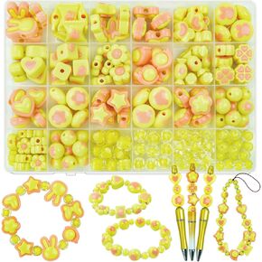Green Chunky Acrylic Bead, Beads for Pens Focal Beads Bracelet Beads Loose Spacer Bead Heart Star Kandi Bead for DIY Beadable Pens Bracelets Necklaces Earings Keychains Jewelry Making (Green)
