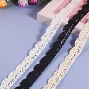 VU100 16.5 Yards Crochet Cotton Lace Ribbon Trim, 3/4 inch Vintage Sewing Lace Fabric Trim, for Gift Wrapping,DIY Craft,Wedding Decor Lace 3 Packs (5.5 Yards Each,Black/White/Beige)