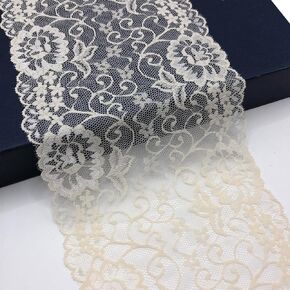 6 Inches Wide Stretch Lace Ribbon Elastic Lace Trim Fabric 5 Yards/Roll for Sewing DIY Making, Bridal Wedding Decorations and DIY Crafts - hl908 (Black)