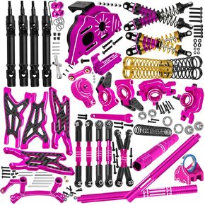 RC Shocks&Arms&Caster Blocks hubs&25T Direct Mount Servo Saver&Steering Bellcranks&CVD&Support&Gearbox&Center Driveshafts&Turnbuckles Links Parts for 1/10 Big Rock 4X4 V3 3S BLX,Red