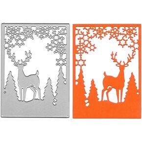 Christmas Trees Deer Frame Metal Die Cuts, Christmas Cards Metal Cutting Dies Cut Stencils Card Paper Craft DIY Template Metal Cutting Dies Album Embossing Paper Dies for Card Making Scrapbooking