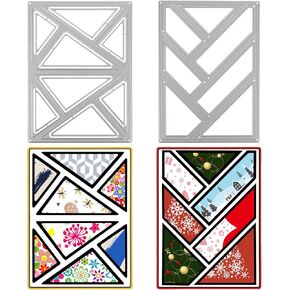Die Cuts for Card Making, Rectangle Triangle Background Cutting Dies Hollow Frame Scrapbooking Die-Cuts Metal Die Cuts DIY Craft Embossing Punch Template for Paper Album Decor