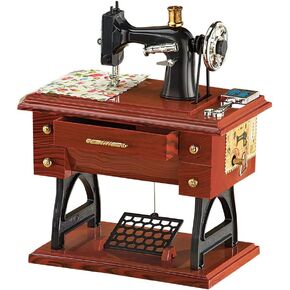 Collections Etc Animated Antique Sewing Machine Tabletop Music Box Complete with Fabric, Scissors, and Treadle Pedal - Plays Fur Elise