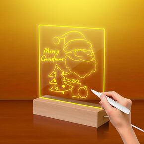 Gifts for Women Men Girls-Personalized DIY Night Light Message Board with Erasable Pen,Room/Home/Office Décor,Best Gift for Mother's Day/Father'sday/Birthday/Wedding/Anniversary (Light-Wooden-Heart)