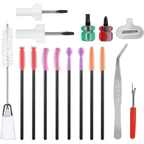 16pcs Sewing Machine Cleaning Kit, Sewing Machine Crevice Cleaning Tools Including Dual-Head Brush Screwdriver Silicone Brush Tweezers Seam Ripper Sewing Machine Repair Accessories