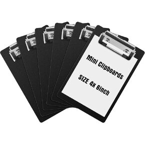 Eersida 24 Pack Mini Clipboards 4 x 6 Inch Small Clipboards Pocket Clipboard Cute Clipboard Plastic Memo Clipboards with Profile Clip for Small Notepads Receipts Tickets (Black)