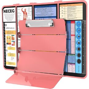 Nursing Clipboard Foldable, Nursing Medical Edition Cheat Sheets Aluminum 4 Layers Nurse Foldable Clipboard, Nursing Pocket Size Pen Clip Pocket Clipboard for Nurses Students School and Doctors- Rose