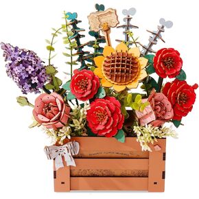 3D Wooden Flower Puzzle for Adults-Wooden Bloom Box, DIY Craft Model Kit Building Set, Botanical Decor Creative Gift for Lovers Nature Enthusiasts (658PCS)