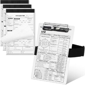 مجموعة VFR Pilot Kneeboard من الألومنيوم لركبة الطيران 3 قطع VFR Notepad للوحة ركبة الطيار مع حامل قلم وحزام مطاطي وإكسسوارات طيار لكتابة الطيار (أسود)