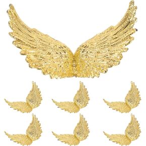 NUOBESTY Glitter Angel Wings: 12pcs Angel Wing Shape Embroidered Patches Mini Plastic Angel Wings Patches for DIY Crafts Hair Accessories