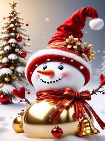 eniref Christmas Diamond Art Kits for Adults, Red Hat Snowman DIY 5D Round Full Drill Gem Art Kits for Beginners, Snow Christmas Tree Diamond Dots Painting Kit for Home Wall Decor 12x16 Inch in Saudi Arabia