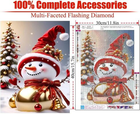eniref Christmas Diamond Art Kits for Adults, Red Hat Snowman DIY 5D Round Full Drill Gem Art Kits for Beginners, Snow Christmas Tree Diamond Dots Painting Kit for Home Wall Decor 12x16 Inch in Saudi Arabia