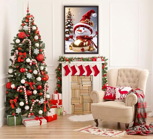 eniref Christmas Diamond Art Kits for Adults, Red Hat Snowman DIY 5D Round Full Drill Gem Art Kits for Beginners, Snow Christmas Tree Diamond Dots Painting Kit for Home Wall Decor 12x16 Inch in Saudi Arabia