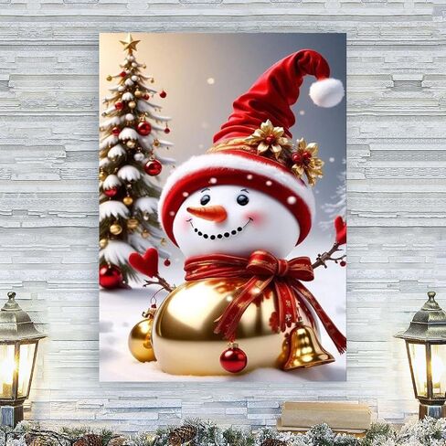 eniref Christmas Diamond Art Kits for Adults, Red Hat Snowman DIY 5D Round Full Drill Gem Art Kits for Beginners, Snow Christmas Tree Diamond Dots Painting Kit for Home Wall Decor 12x16 Inch in Saudi Arabia