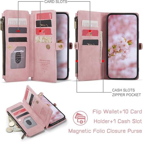 حافظة Defencase لهاتف Galaxy S23 FE 5G، 【RFID Blocking】 حافظة لهاتف Samsung Galaxy S23 FE 5G محفظة للنساء والرجال مع حامل بطاقات، سحاب مغناطيسي من جلد البولي يوريثان لهاتف Samsung S23 FE 5G، أرجواني in Kuwait