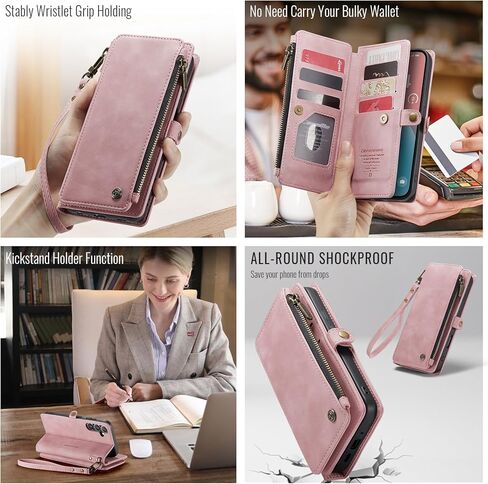 حافظة Defencase لهاتف Galaxy S23 FE 5G، 【RFID Blocking】 حافظة لهاتف Samsung Galaxy S23 FE 5G محفظة للنساء والرجال مع حامل بطاقات، سحاب مغناطيسي من جلد البولي يوريثان لهاتف Samsung S23 FE 5G، أرجواني in Kuwait