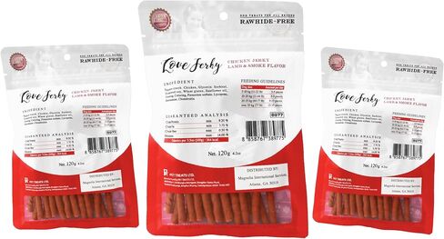 Rena's Recipe Love Jerky (Lamb & Smoke Flavor) Soft Chicken Stick with Glucosamine/Chondroitin (Joints) and Lycopene (Antioxidant) in Saudi Arabia