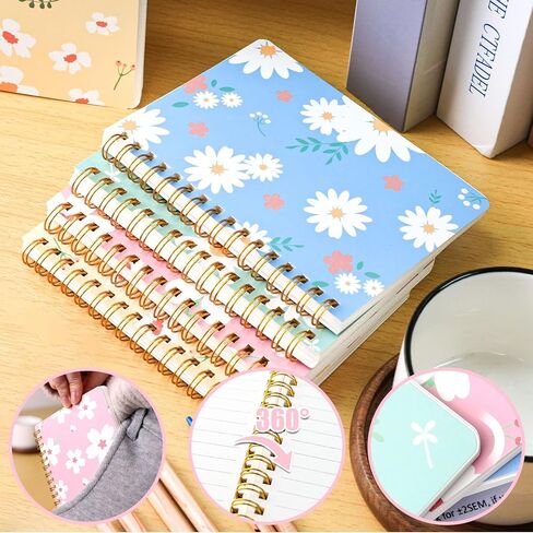 8 قطع من دفاتر الملاحظات الحلزونية الصغيرة من HIBOX، دفاتر ملاحظات جيب مقاس A6، دفاتر ملاحظات صغيرة مسطرة بالكلية للنساء هدية للوازم المدرسية المكتبية in Kuwait