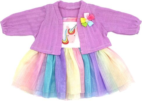 AISITE 18-20 inch Doll Clothes - Rainbow Tutu Dress and Coat Outfits for Reborn Baby Girl (Dolls NOT Included) in Saudi Arabia