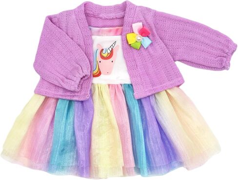 AISITE 18-20 inch Doll Clothes - Rainbow Tutu Dress and Coat Outfits for Reborn Baby Girl (Dolls NOT Included) in Saudi Arabia