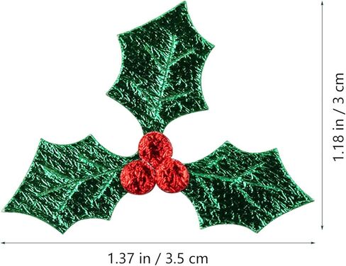 زينة عيد الميلاد للحرف اليدوية - 100 قطعة من أوراق هولي الصغيرة والتوت لمستلزمات عيد الميلاد الحرفية - ملصقات توت هولي عيد الميلاد 3 سم مع أوراق خضراء لعلامة إكليل عيد الميلاد وصنع البطاقات in Kuwait