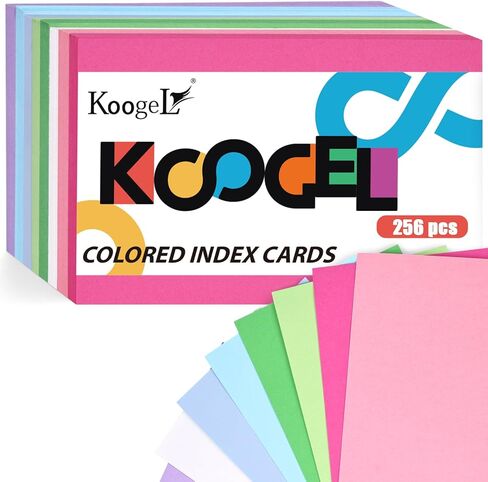 Koogel 256 ورقة بطاقات فهرس متعددة الألوان، بطاقات فلاش ملونة نيون 4 × 6 بطاقات دراسة لبطاقات الألعاب والتعلم المدرسي والمكتبي in Kuwait