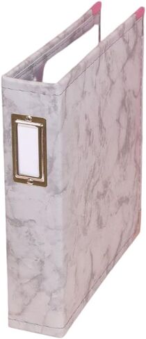 Craftelier - ألبوم خاتم من الجلد البيئي مع 5 أكمام بلاستيكية مقاس 6 × 8 بوصة (15.24 × 20.32 سم) | 2 نظام حلقة على شكل حرف D معدني ذهبي وحامل ملصقات | الحجم 23.7 × 23.7 × 5.1 سم - لون وردي فاتح in Kuwait