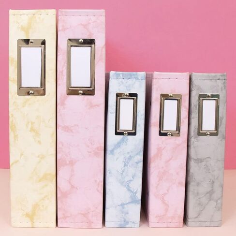 Craftelier - ألبوم خاتم من الجلد البيئي مع 5 أكمام بلاستيكية مقاس 6 × 8 بوصة (15.24 × 20.32 سم) | 2 نظام حلقة على شكل حرف D معدني ذهبي وحامل ملصقات | الحجم 23.7 × 23.7 × 5.1 سم - لون وردي فاتح in Kuwait