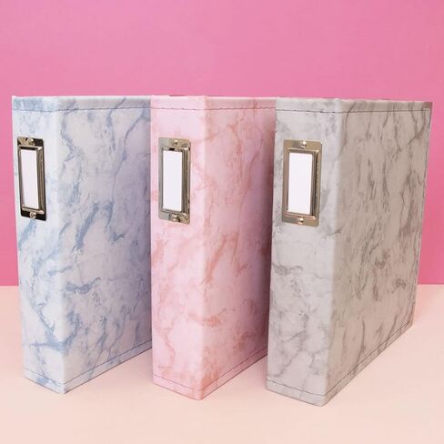 Craftelier - ألبوم خاتم من الجلد البيئي مع 5 أكمام بلاستيكية مقاس 6 × 8 بوصة (15.24 × 20.32 سم) | 2 نظام حلقة على شكل حرف D معدني ذهبي وحامل ملصقات | الحجم 23.7 × 23.7 × 5.1 سم - لون وردي فاتح in Kuwait