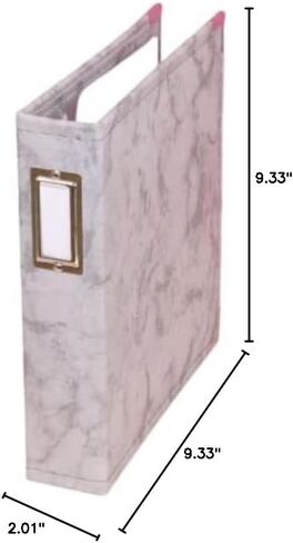 Craftelier - ألبوم خاتم من الجلد البيئي مع 5 أكمام بلاستيكية مقاس 6 × 8 بوصة (15.24 × 20.32 سم) | 2 نظام حلقة على شكل حرف D معدني ذهبي وحامل ملصقات | الحجم 23.7 × 23.7 × 5.1 سم - لون وردي فاتح in Kuwait