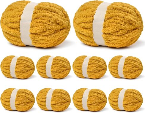 (10 Skein) Smoky Green Fluffy Chenille Chunky Yarn for Crocheting, Super Jumbo Bulky Yarn for Hand Knitting Blanket, Big Soft Thick Crochet Yarn (24 yds /7.05 oz Each) in Kuwait