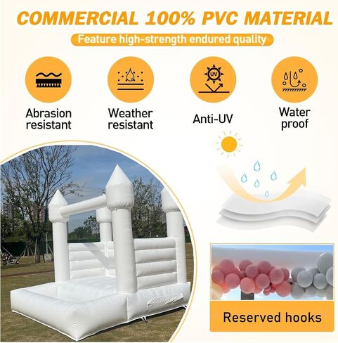 White Bounce House, 10FT Large Bounce House with Blower PVC Commercial Grade Bouncy Jumping Castle, Bounce House for Kids 8-12 Birthday Party Wedding in Saudi Arabia