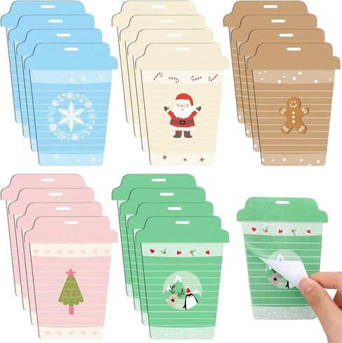 400 Sheets Christmas Notepad Set Xmas Santa Claus Elk Notepads Winter Holiday Theme Memo Pad Christmas Sticky Notes Adhesive Christmas Notepad for Work Study Shopping to List(Coffee Cup Style) in Saudi Arabia
