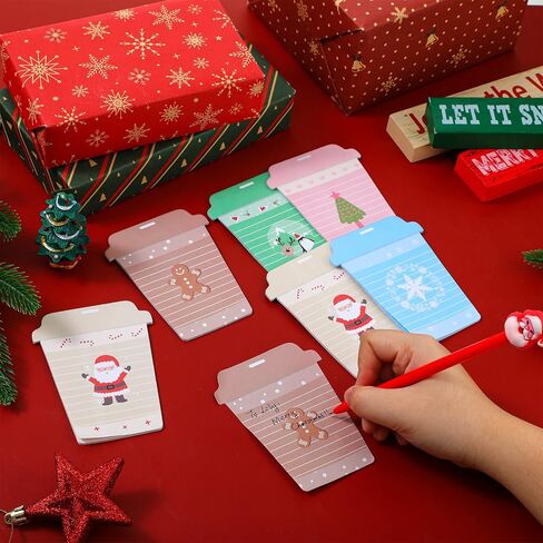 400 Sheets Christmas Notepad Set Xmas Santa Claus Elk Notepads Winter Holiday Theme Memo Pad Christmas Sticky Notes Adhesive Christmas Notepad for Work Study Shopping to List(Coffee Cup Style) in Saudi Arabia