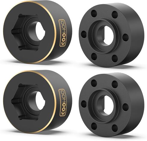 COOWOO RC Wheel Weights, Brass Wheel Hex Hub Adapters 9mm Extended Wheel Counterweight for 1/10 Scale RC Crawler Cars with 1.9"/2.2" Beadlock Wheels - Set of 4 (Black Coated) in Saudi Arabia