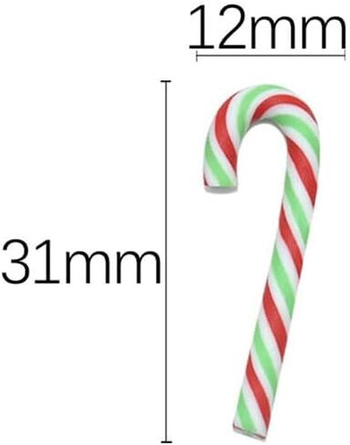 40 Pcs Polymer Clay Candy Canes Christmas Clay Candy Charms Mini Faux Candy Cane No Hole Hanging Charms Christmas Scrapbooking Embellishments Decorations Red White and Green in Saudi Arabia