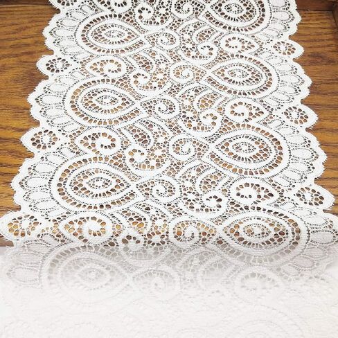 5 Yards Width 7 Inch Stretch Lace Trim Fabric Elastic Lace Flowers Ribbon for Garment Craft Embellishment Wedding Bouquet Making Headbands Garters Baby Shower Table Decorations (White) in Kuwait