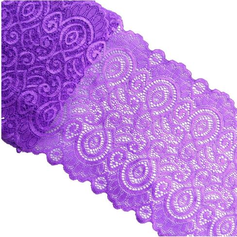 5 Yards Width 7 Inch Stretch Lace Trim Fabric Elastic Lace Flowers Ribbon for Garment Craft Embellishment Wedding Bouquet Making Headbands Garters Baby Shower Table Decorations (White) in Kuwait