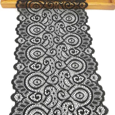 5 Yards Width 7 Inch Stretch Lace Trim Fabric Elastic Lace Flowers Ribbon for Garment Craft Embellishment Wedding Bouquet Making Headbands Garters Baby Shower Table Decorations (White) in Kuwait