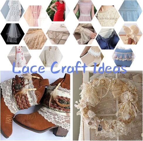 5 Yards Width 7 Inch Stretch Lace Trim Fabric Elastic Lace Flowers Ribbon for Garment Craft Embellishment Wedding Bouquet Making Headbands Garters Baby Shower Table Decorations (White) in Kuwait