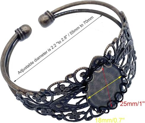 MIAO JIN 8 Pcs 25x18mm Oval Cabochon Filigree Bezel Tray Blank Cuff Bangles Bracelet e for Crafting DIY Bracelets Making in Kuwait