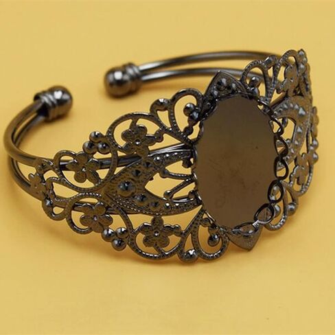 MIAO JIN 8 Pcs 25x18mm Oval Cabochon Filigree Bezel Tray Blank Cuff Bangles Bracelet e for Crafting DIY Bracelets Making in Kuwait